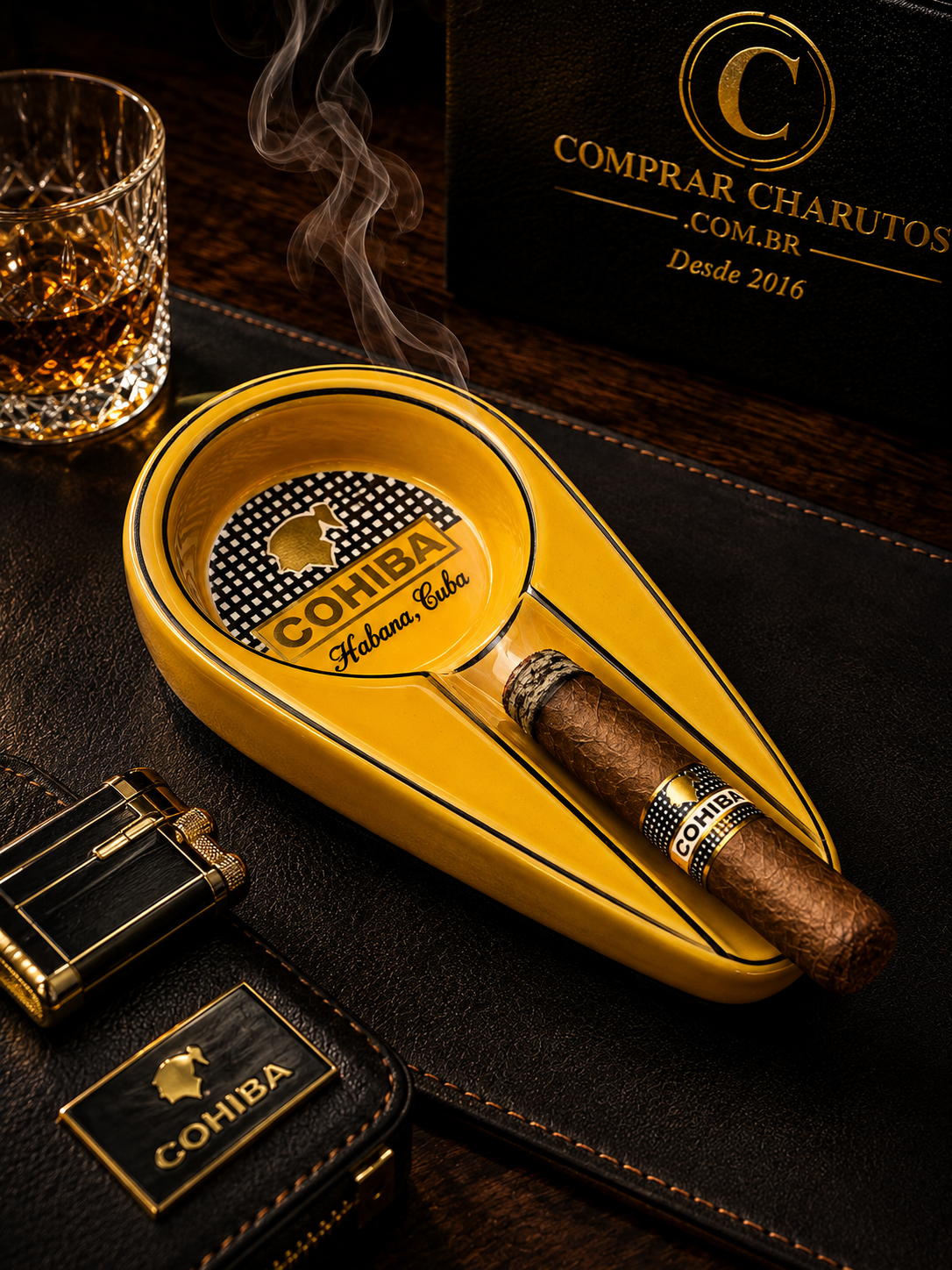 Cinzeiro Cohiba de Cerâmica para Charutos Gramado e canela, RS